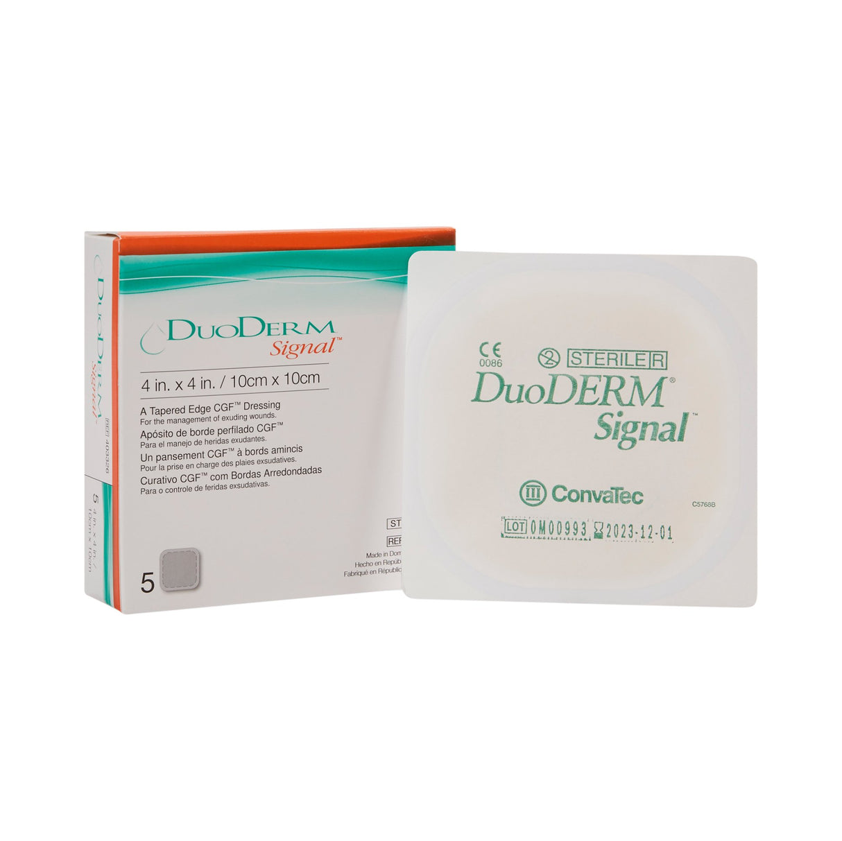 Hydrocolloid Dressing DuoDERM Signal CGF Foam Backing 4 X 4 Inch Square Hydrocolloid - BeHope