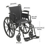 Lightweight Wheelchair McKesson Dual Axle Desk Length Arm Swing-Away Footrest Black Upholstery 20 Inch Seat Width Adult 300 lbs. Weight Capacity - BeHope