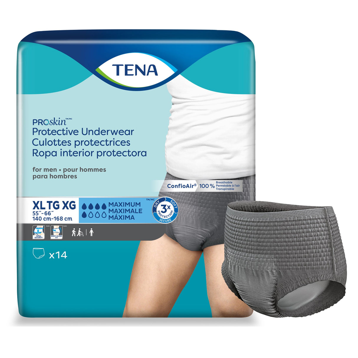 Male Adult Absorbent Underwear TENA ProSkin Pull On with Tear Away Seams X-Large Disposable Moderate Absorbency
