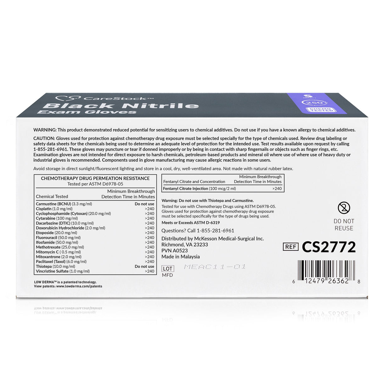 Exam Glove CareStock™ Small NonSterile Nitrile Standard Cuff Length Fully Textured Black Not Rated - BeHope