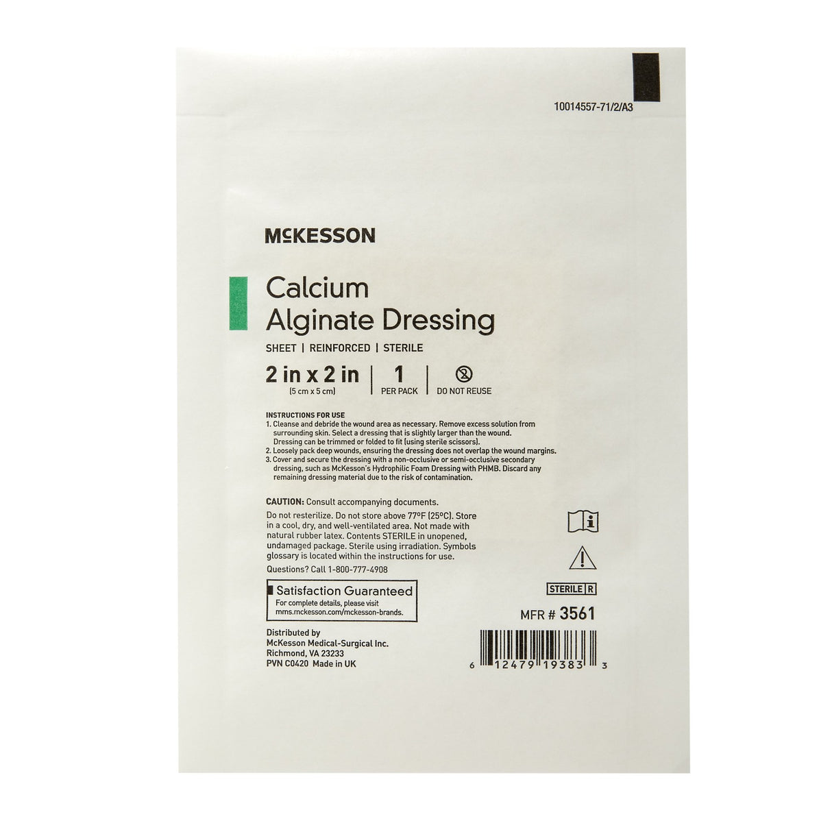 Alginate Dressing McKesson 2 X 2 Inch Square