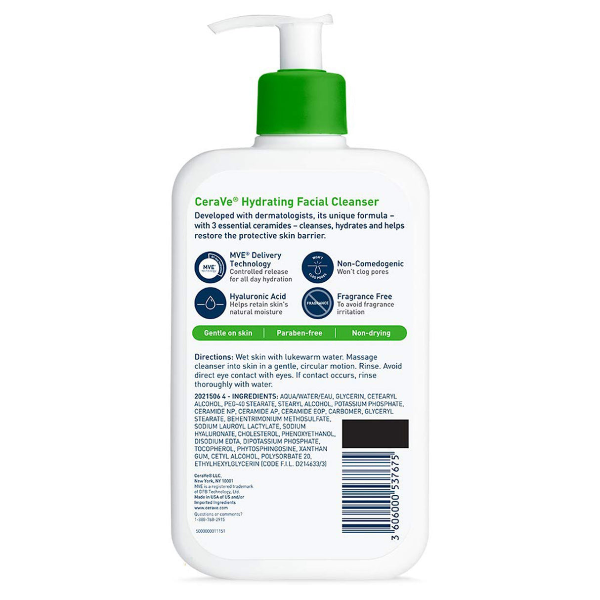 Facial Cleanser CeraVe® Hydrating Lotion 16 oz. Pump Bottle Unscented - BeHope