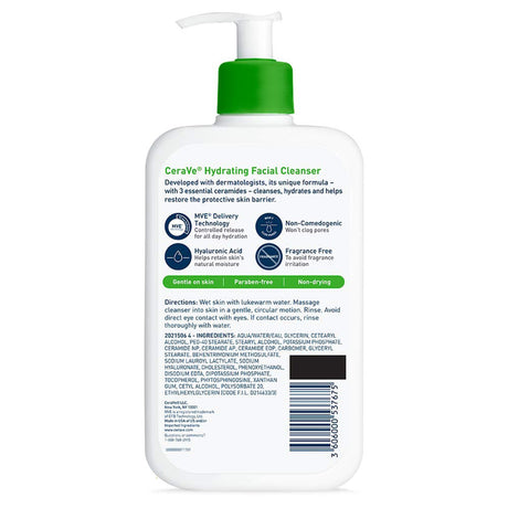 Facial Cleanser CeraVe® Hydrating Lotion 16 oz. Pump Bottle Unscented - BeHope