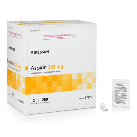 Pain Relief McKesson 325 mg Strength Aspirin Tablet 250 per Box - BeHope