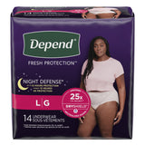 Female Adult Absorbent Underwear Depend® Night Defense® Waistband Style Large Disposable Heavy Absorbency - BeHope