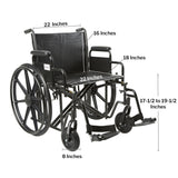 Bariatric Wheelchair McKesson Dual Axle Desk Length Arm Swing-Away Footrest Black Upholstery 22 Inch Seat Width Adult 450 lbs. Weight Capacity - BeHope