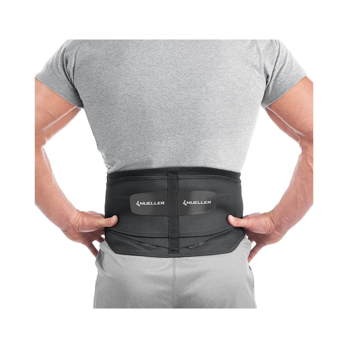 Back Brace Mueller® One Size Fits Most Hook and Loop Closure 28 to 50 Inch Waist Circumference 9 Inch Height Adult - BeHope