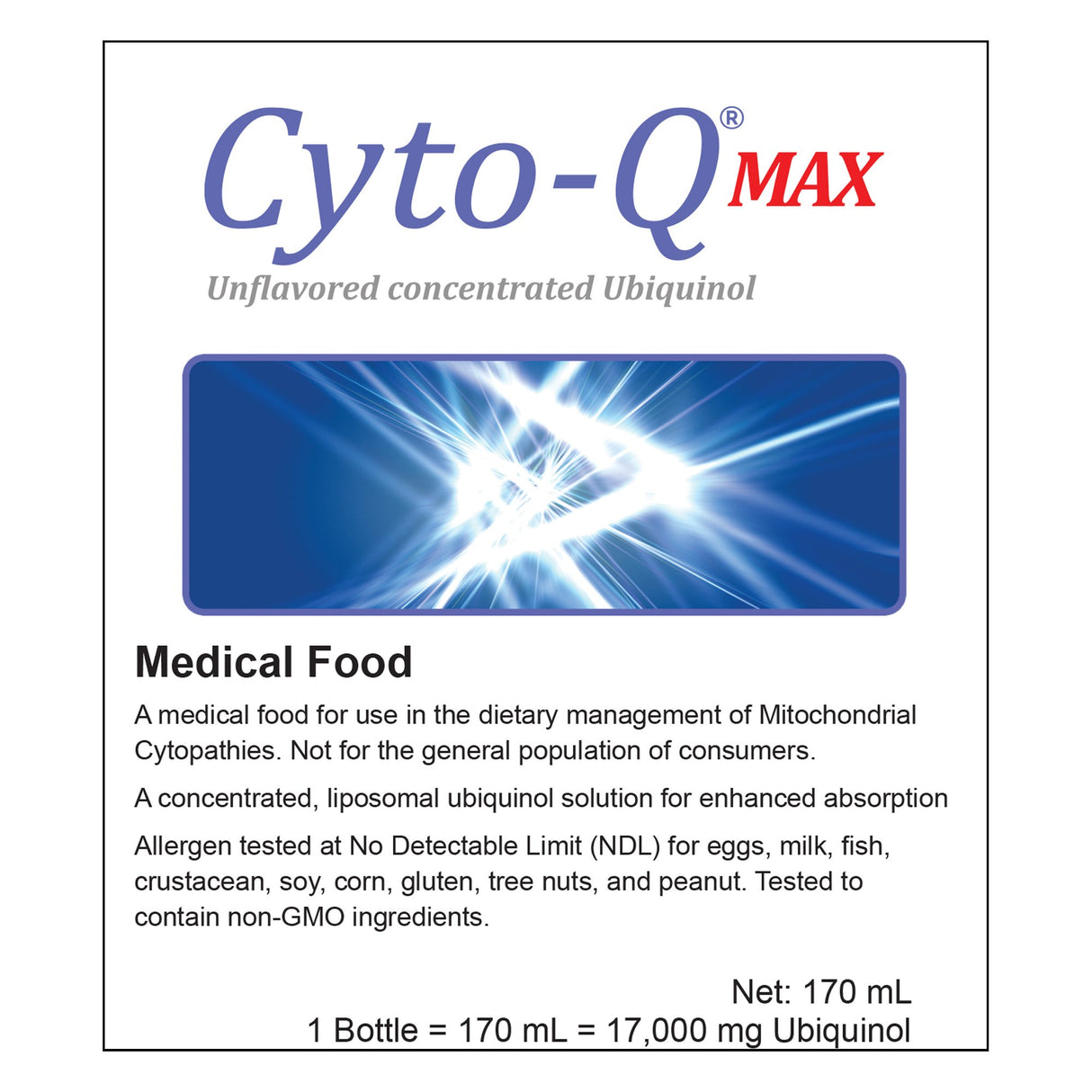 Oral Supplement Cyto-Q MAX Unflavored Liquid 170 mL Bottle