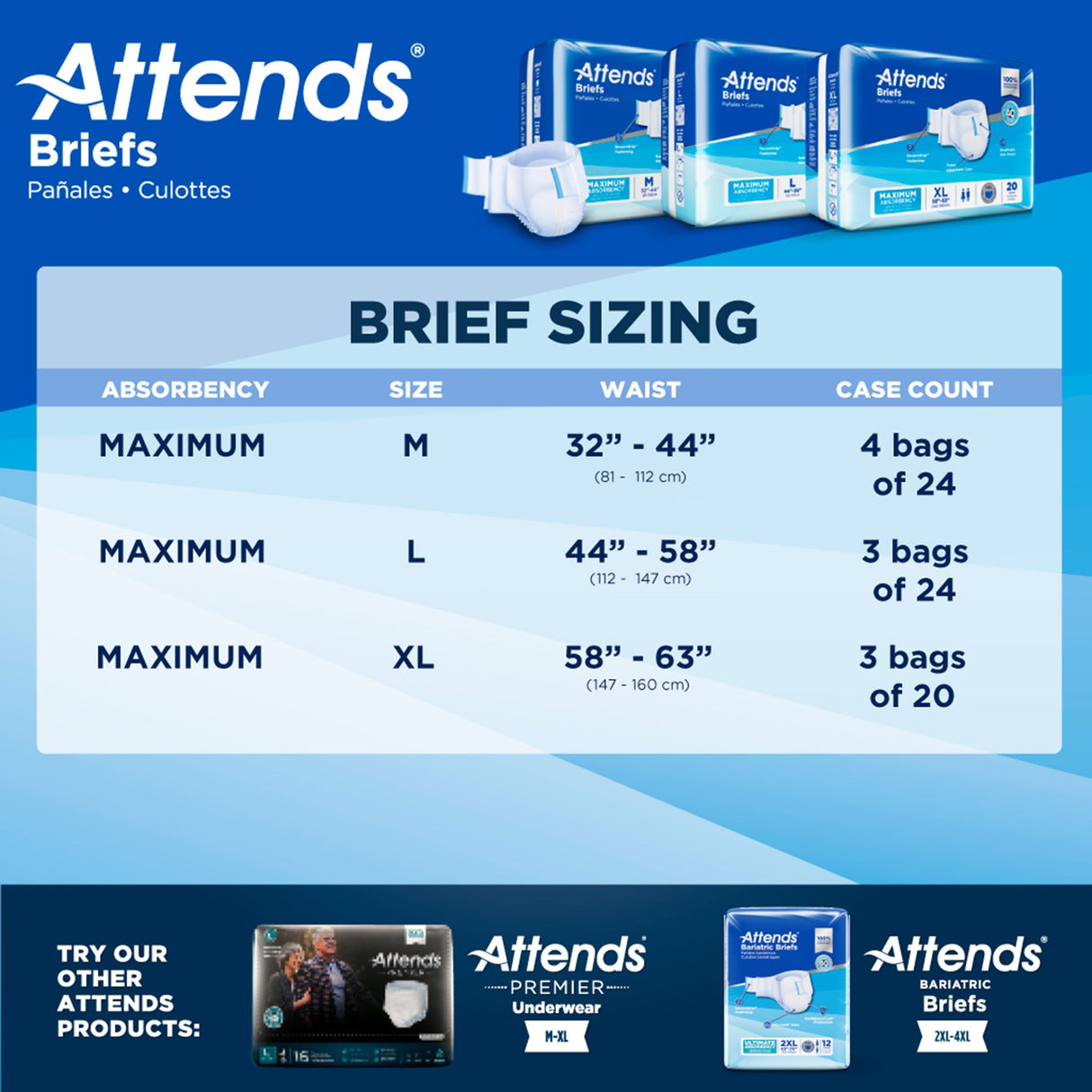 Unisex Adult Incontinence Brief Attends® X-Large Disposable Heavy Absorbency - BeHope