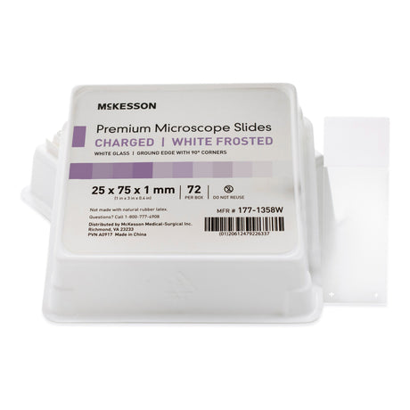Charged Microscope Slide McKesson 25 X 75 X 1 mm White Frosted End - BeHope