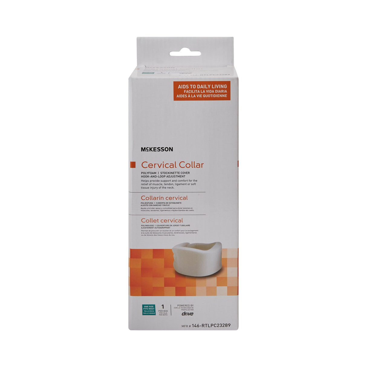 Cervical Collar McKesson Soft Density Adult Large One-Piece 3-3/4 Inch Height 22 Inch Length 19 to 22 Inch Neck Circumference - BeHope