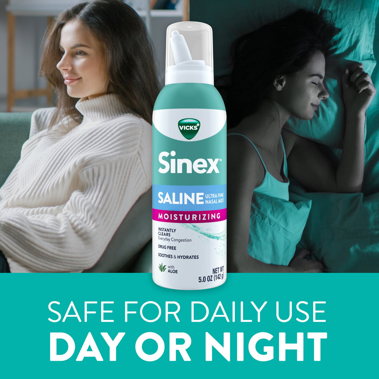 Nasal Saline Spray Vicks Sinex Moisturizing 5 oz. - BeHope