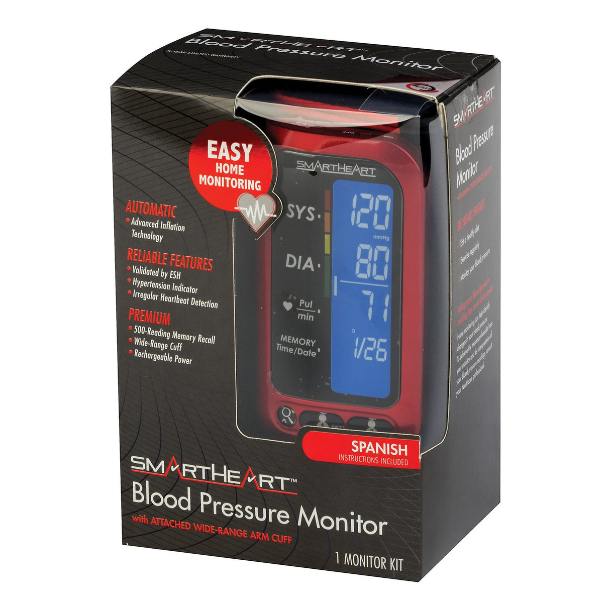 Home Automatic Digital Blood Pressure Monitor Smartheart Adult Cuff Nylon Cuff 22 to 42 cm Desk Model - BeHope