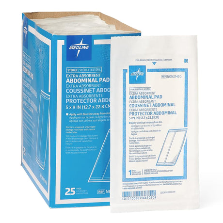 Abdominal Pad Medline 5 X 9 Inch Sterile 1 per Pack - BeHope