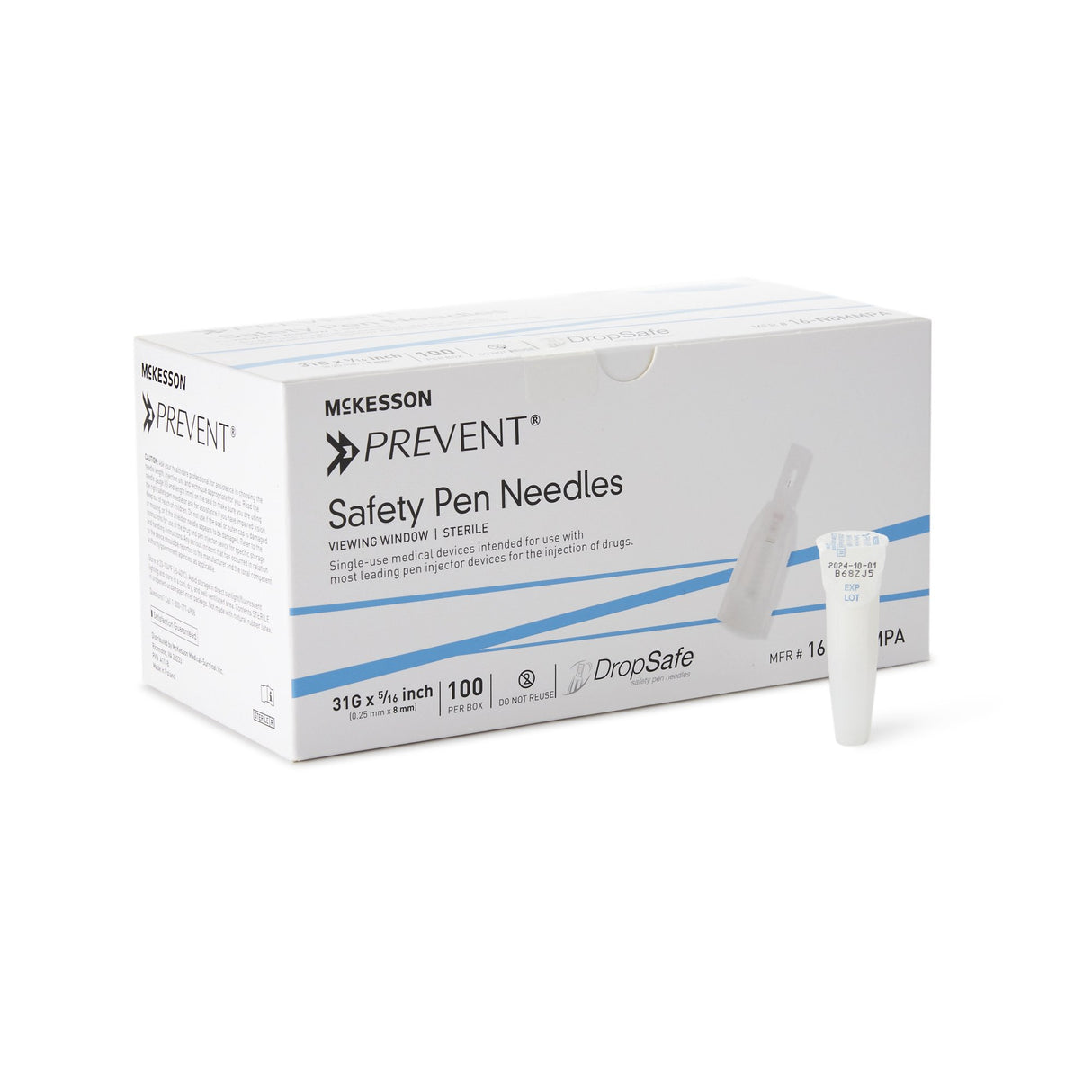 Safety Insulin Pen Needle McKesson Prevent® 31 Gauge 8 mm Length Automatic Safety Without Back-End Shield - BeHope