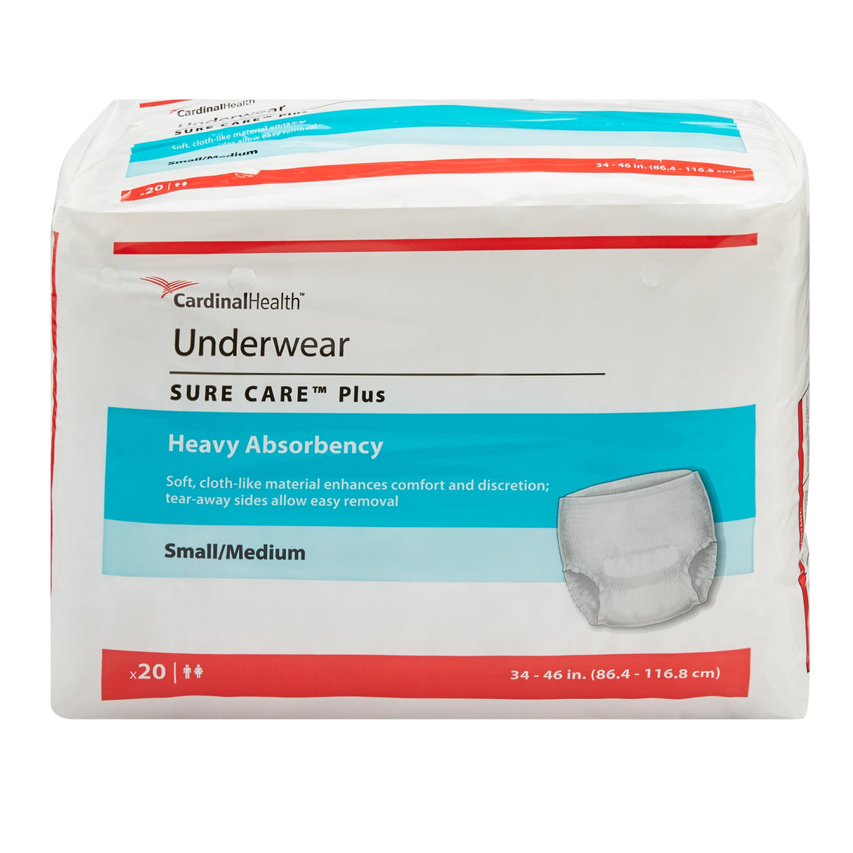 Unisex Adult Absorbent Underwear Sure Care Plus Pull On with Tear Away Seams Small / Medium Disposable Heavy Absorbency