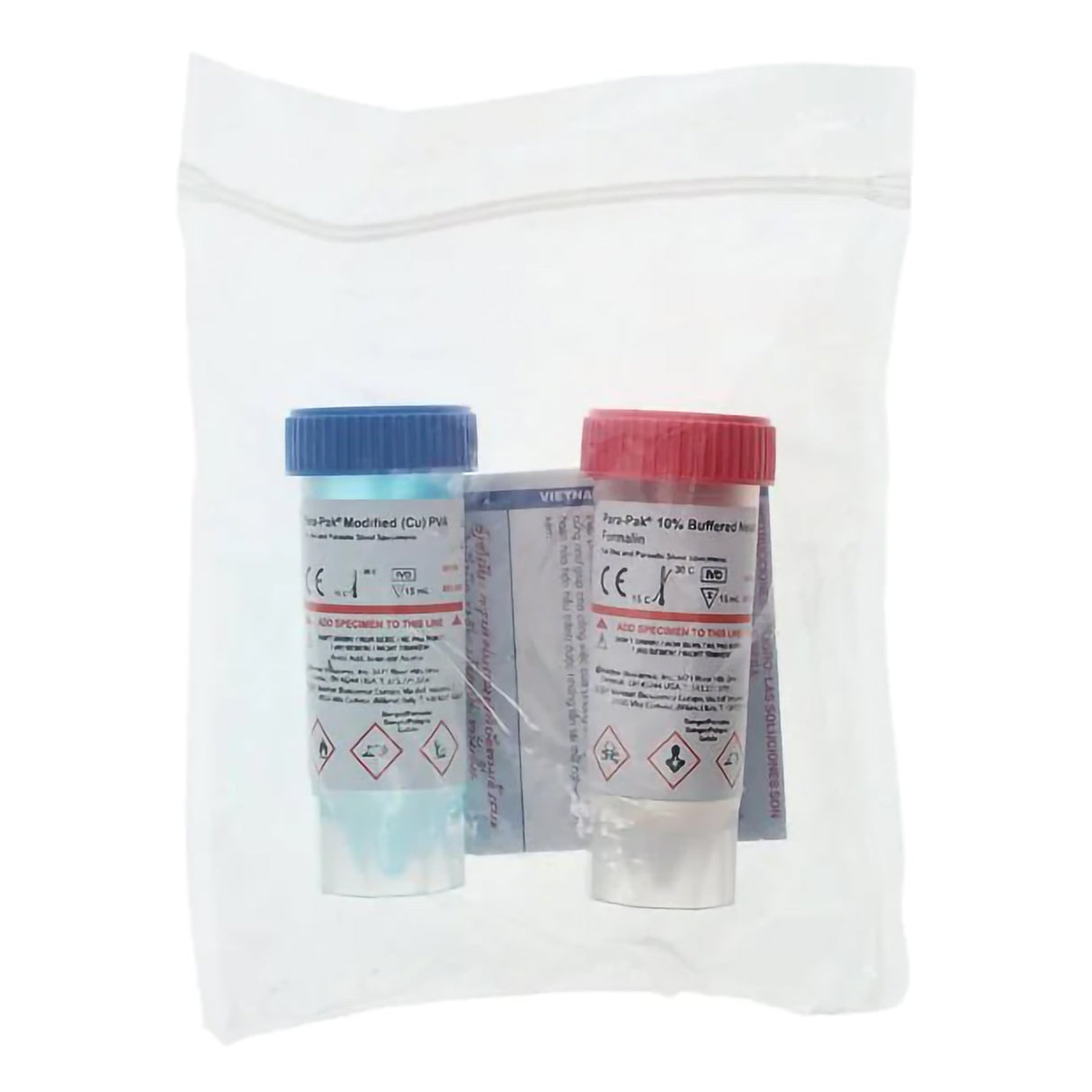 Specimen Collection and Transport Kit Para-Pak® 2-Vial 15 mL (0.5 oz.) / 15 mL (0.5 oz.) Plastic Collection Vial NonSterile - BeHope