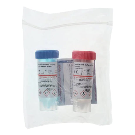 Specimen Collection and Transport Kit Para-Pak® 2-Vial 15 mL (0.5 oz.) / 15 mL (0.5 oz.) Plastic Collection Vial NonSterile - BeHope