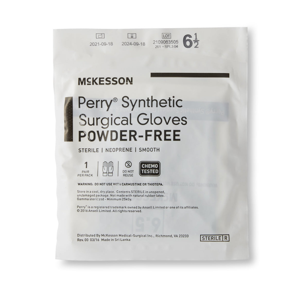 Surgical Glove McKesson Perry® Performance Plus Size 6.5 Sterile Polychloroprene Standard Cuff Length Smooth Dark Green Chemo Tested - BeHope