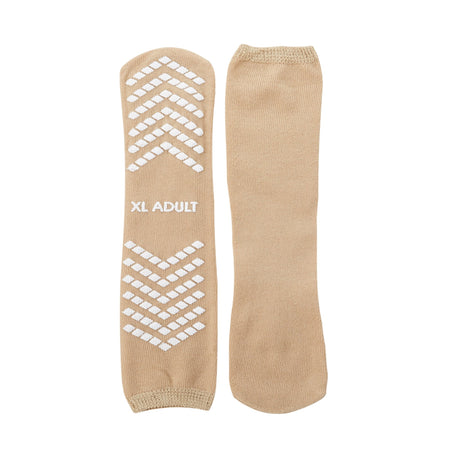 Slipper Socks McKesson Unisex Adult X-Large Single Tread Single Patient Use Tan - BeHope