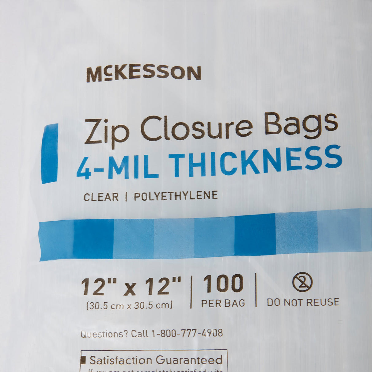 Reclosable Bag McKesson 12 X 12 Inch Polyethylene Clear Zipper Closure