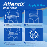 Unisex Adult Absorbent Underwear Attends Overnight Pull On with Tear Away Seams X-Large Disposable Heavy Absorbency