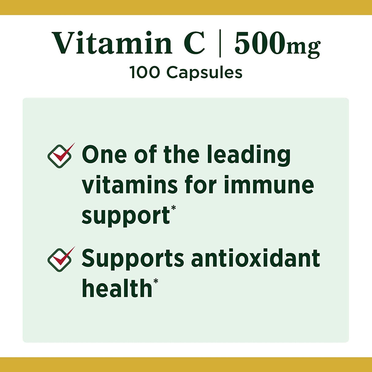 Vitamin C Supplement Nature's Bounty 500 mg Strength Capsule 100 per Bottle