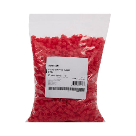 McKesson Tube Closure Polyethylene Flanged Plug Cap Red 13 mm For Use with 13 mm Blood Drawing Tubes, Glass Test Tubes, Plastic Culture Tubes NonSterile - BeHope
