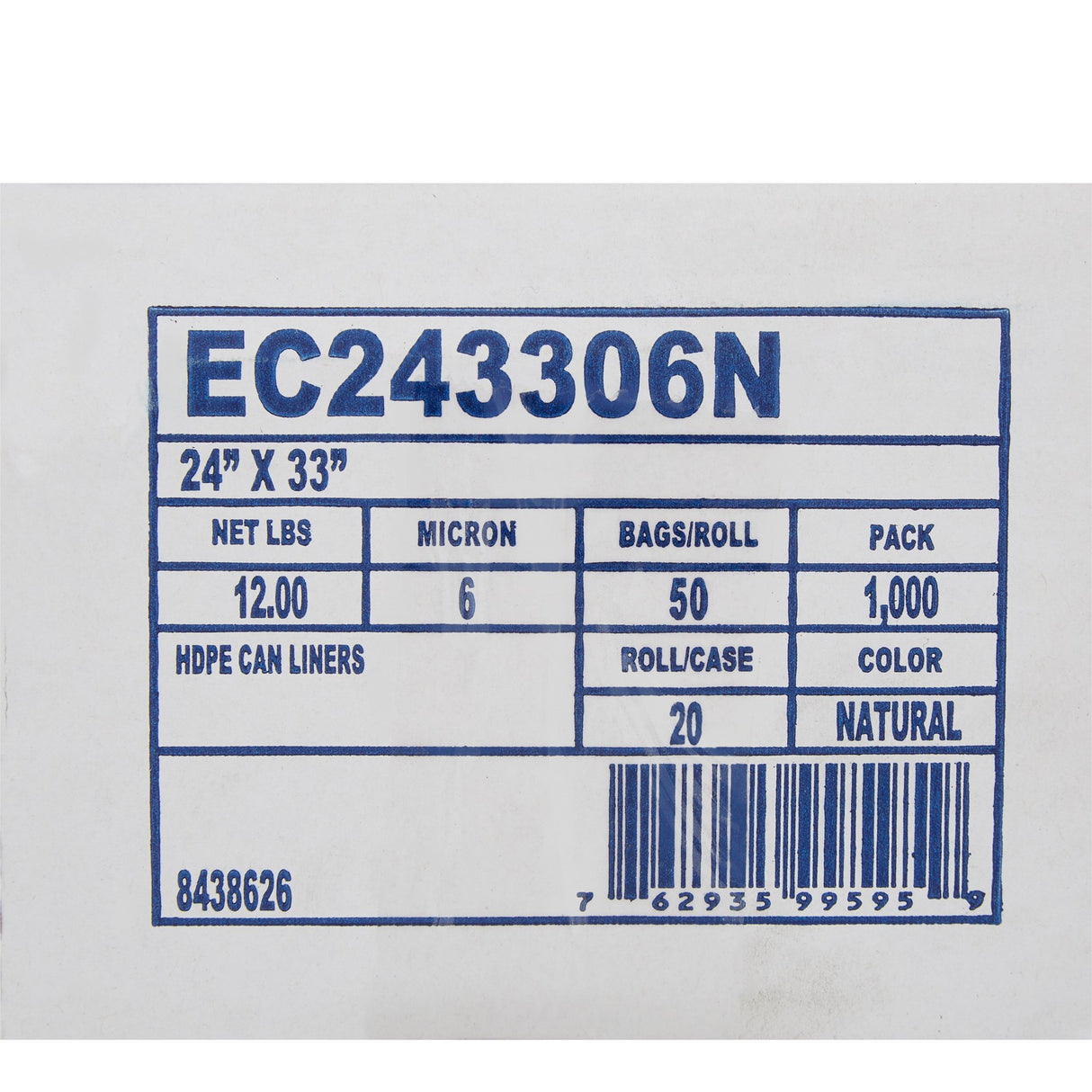 Trash Bag McKesson 15 gal. Clear HDPE 6 Mic. 24 X 33 Inch Star Seal Bottom Coreless Roll