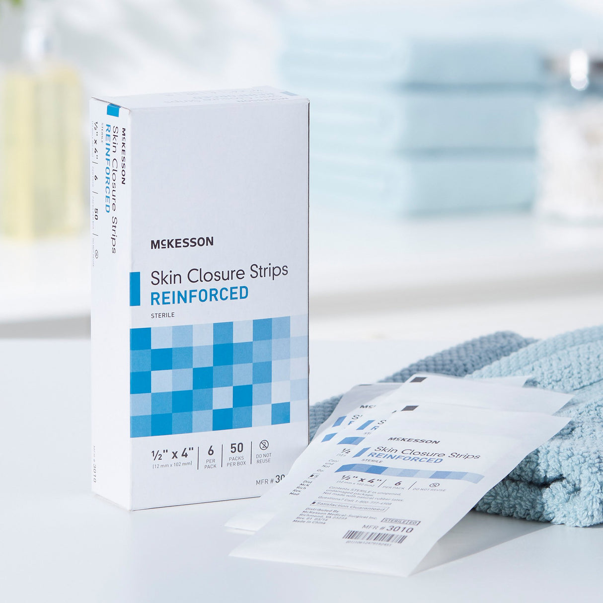 Skin Closure Strip McKesson 1/2 X 4 Inch Nonwoven Material Reinforced Strip White - BeHope