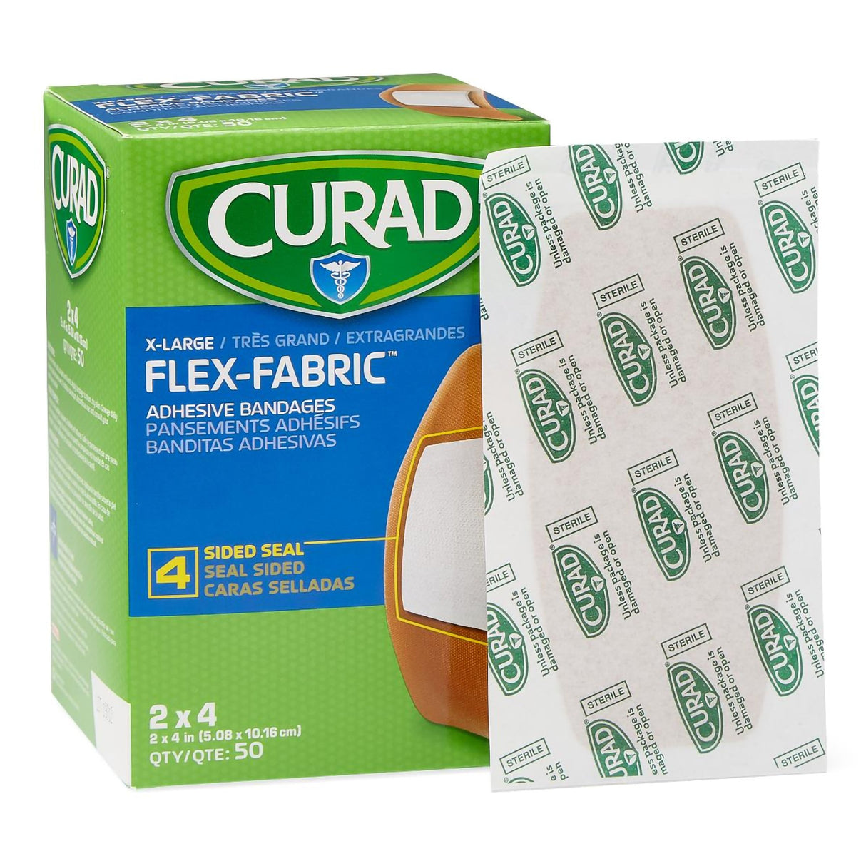 Adhesive Strip Curad Flex-Fabric 2 X 4 Inch Fabric Rectangle Tan Sterile