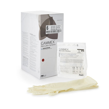 Surgical Glove GAMMEX® Non-Latex Sensitive Size 6 Sterile Polychloroprene Standard Cuff Length Micro-Textured Cream Chemo Tested - BeHope