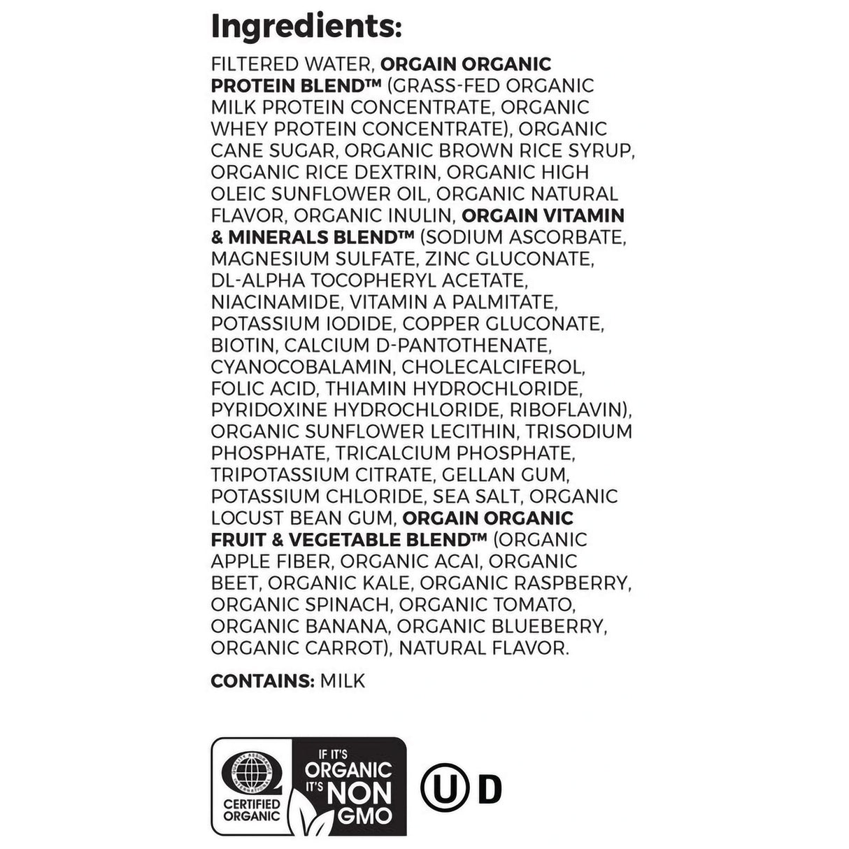 Oral Supplement Orgain Organic Nutritional Shake Sweet Vanilla Bean Flavor Liquid 11 oz. Carton