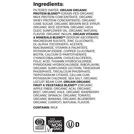 Oral Supplement Orgain Organic Nutritional Shake Sweet Vanilla Bean Flavor Liquid 11 oz. Carton