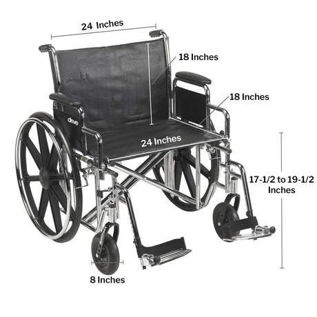 Bariatric Wheelchair McKesson Dual Axle Desk Length Arm Swing-Away Footrest Black Upholstery 24 Inch Seat Width Adult 450 lbs. Weight Capacity - BeHope