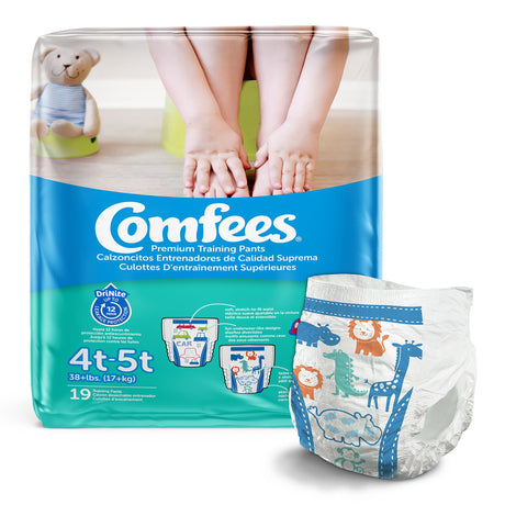 Male Toddler Training Pants Comfees Pull On with Tear Away Seams Size 4T to 5T Disposable Moderate Absorbency
