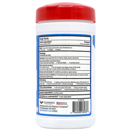 Antiseptic Skin Wipe Isopropyl Alcohol The Pharma-C Company® Towelette Canister - BeHope