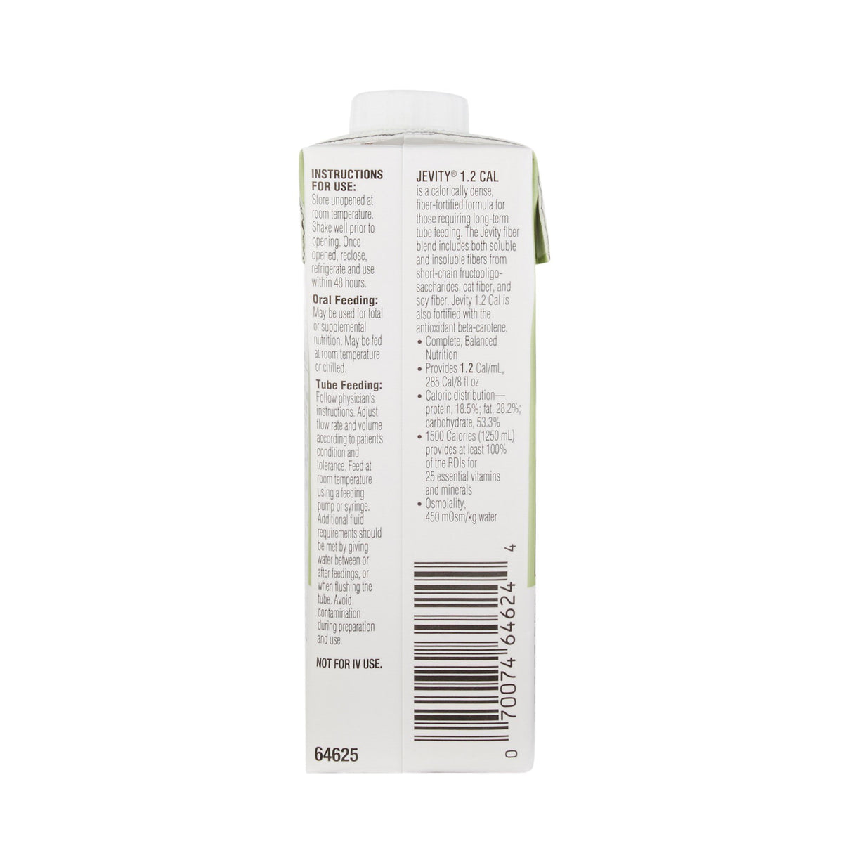 Tube Feeding Formula Jevity® 1.2 Cal with Fiber Unflavored Liquid 8 oz. Reclosable Carton - BeHope