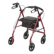 4 Wheel Rollator McKesson Red Adjustable Height Aluminum Frame - BeHope