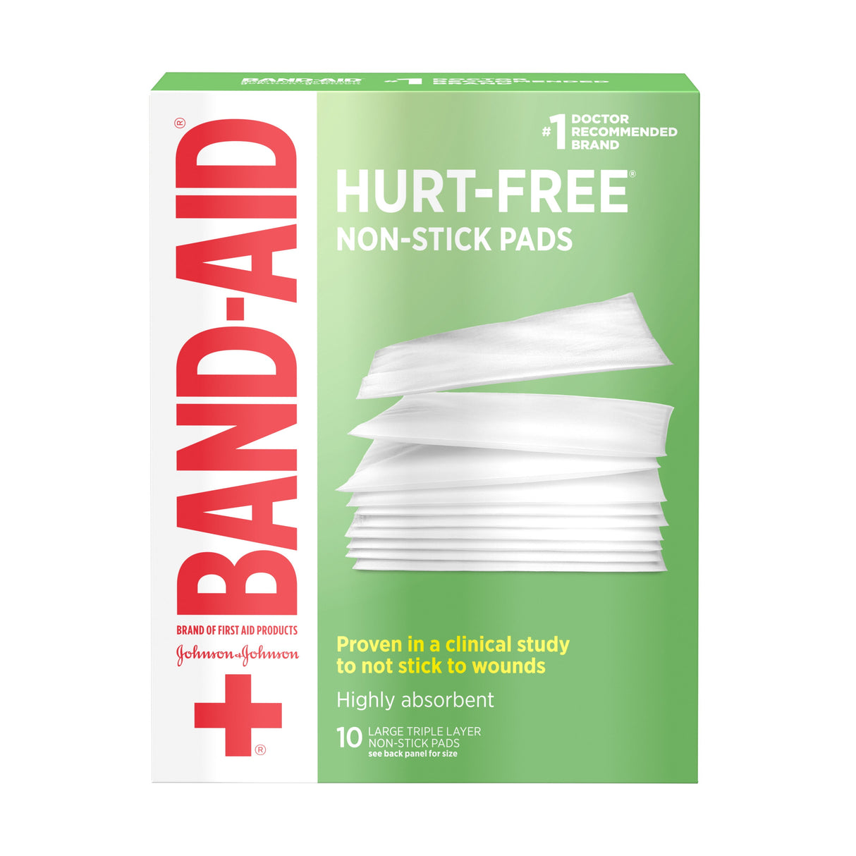 Non-adherent Dressing Band-aid® Hurt-free 3 X 4 Inch Sterile 10 Per Pack - Behope