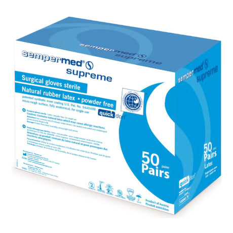 Surgical Glove Sempermed® Supreme Size 7 Sterile Latex Standard Cuff Length Fully Textured Ivory Not Chemo Approved - BeHope