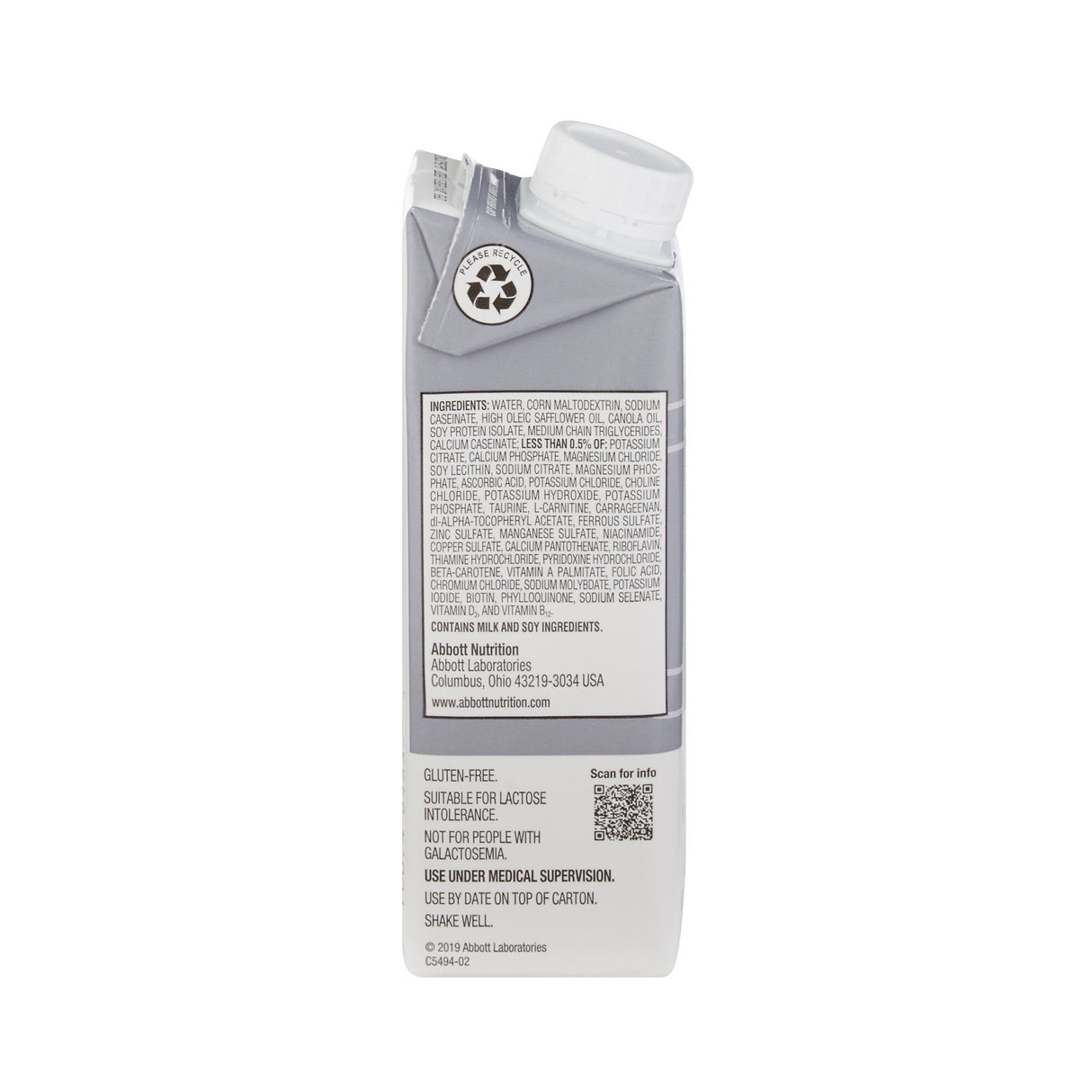 Tube Feeding Formula Osmolite® 1.5 Cal Unflavored Liquid 8 oz. Reclosable Carton - BeHope