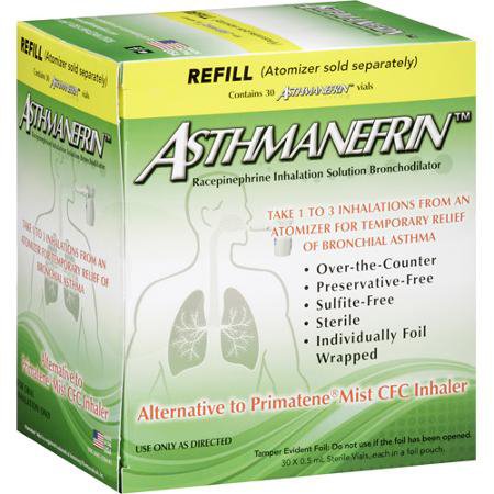 Asthma Relief Refill Kit Asthmanefrin™ 11.25 mg Strength Inhalation Solution 30 per Box - BeHope