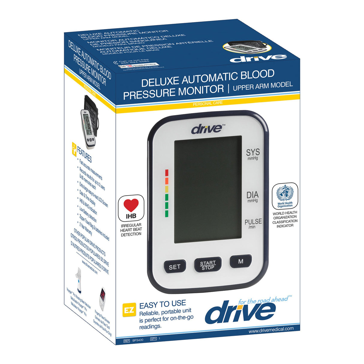 Home Automatic Digital Blood Pressure Monitor Drive™ Medium Cuff Nylon Cuff 22 - 36 cm Desk Model