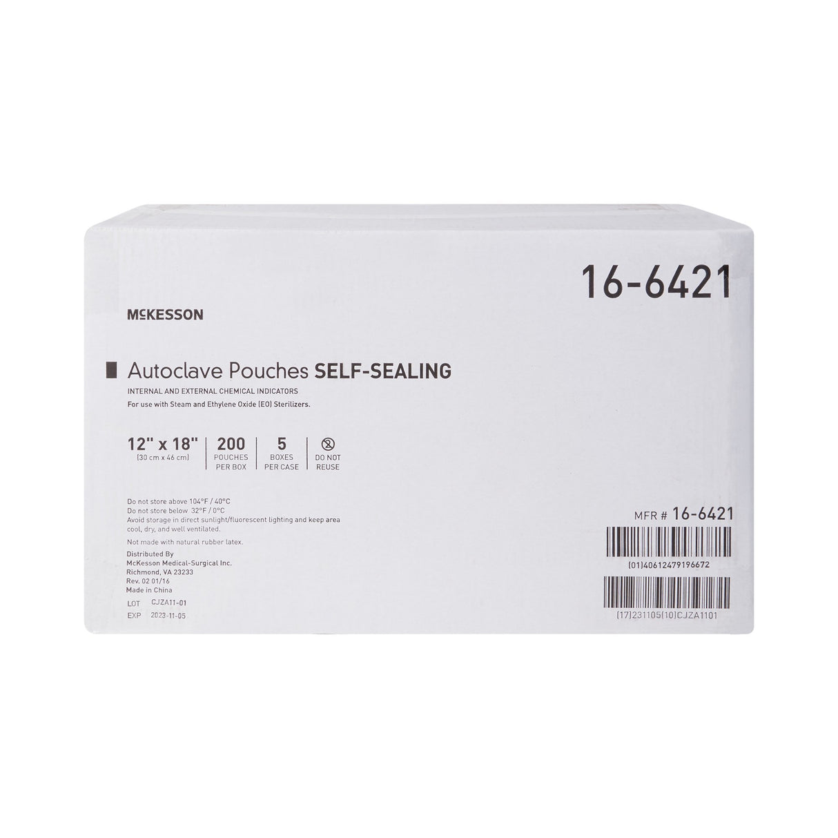 Sterilization Pouch McKesson Ethylene Oxide (EO) Gas / Steam 12 X 18 Inch Transparent Blue / White Self Seal Paper / Film - BeHope