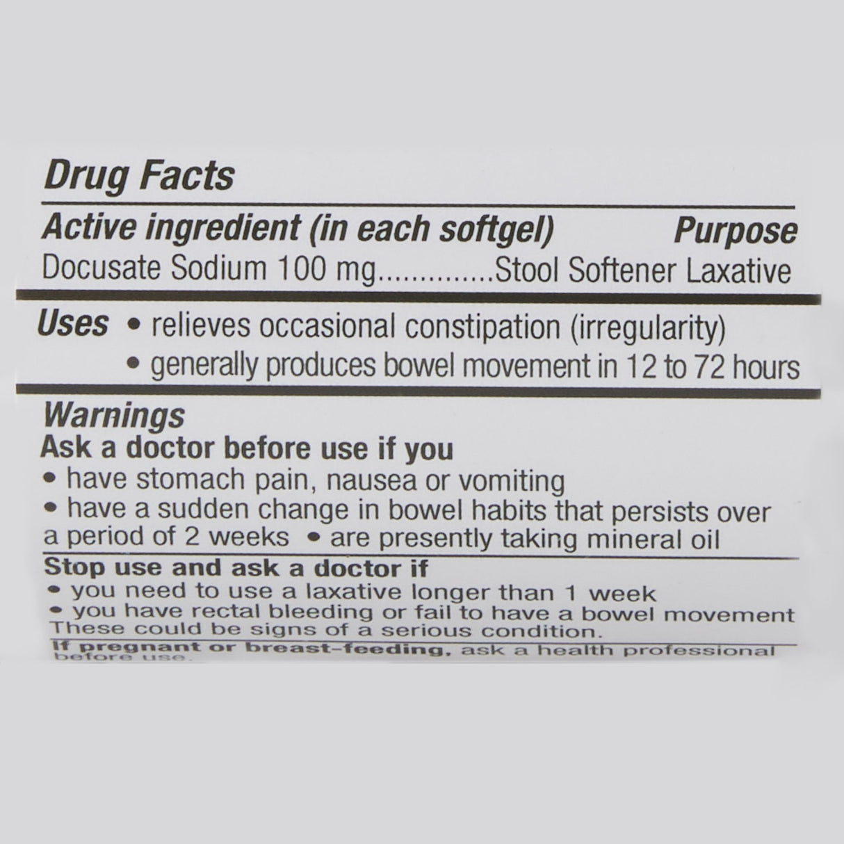 Stool Softener Geri-Care® Softgel 200 per Bottle 100 mg Strength Docusate Sodium - BeHope