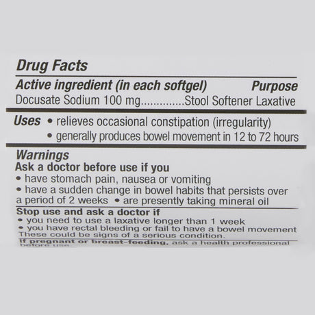 Stool Softener Geri-Care® Softgel 200 per Bottle 100 mg Strength Docusate Sodium - BeHope