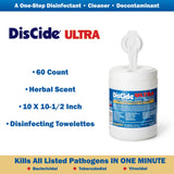 Surface Disinfectant Cleaner DisCide® Ultra Premoistened Quaternary Based Manual Pull Wipe 60 Count Canister Herbal Scent NonSterile