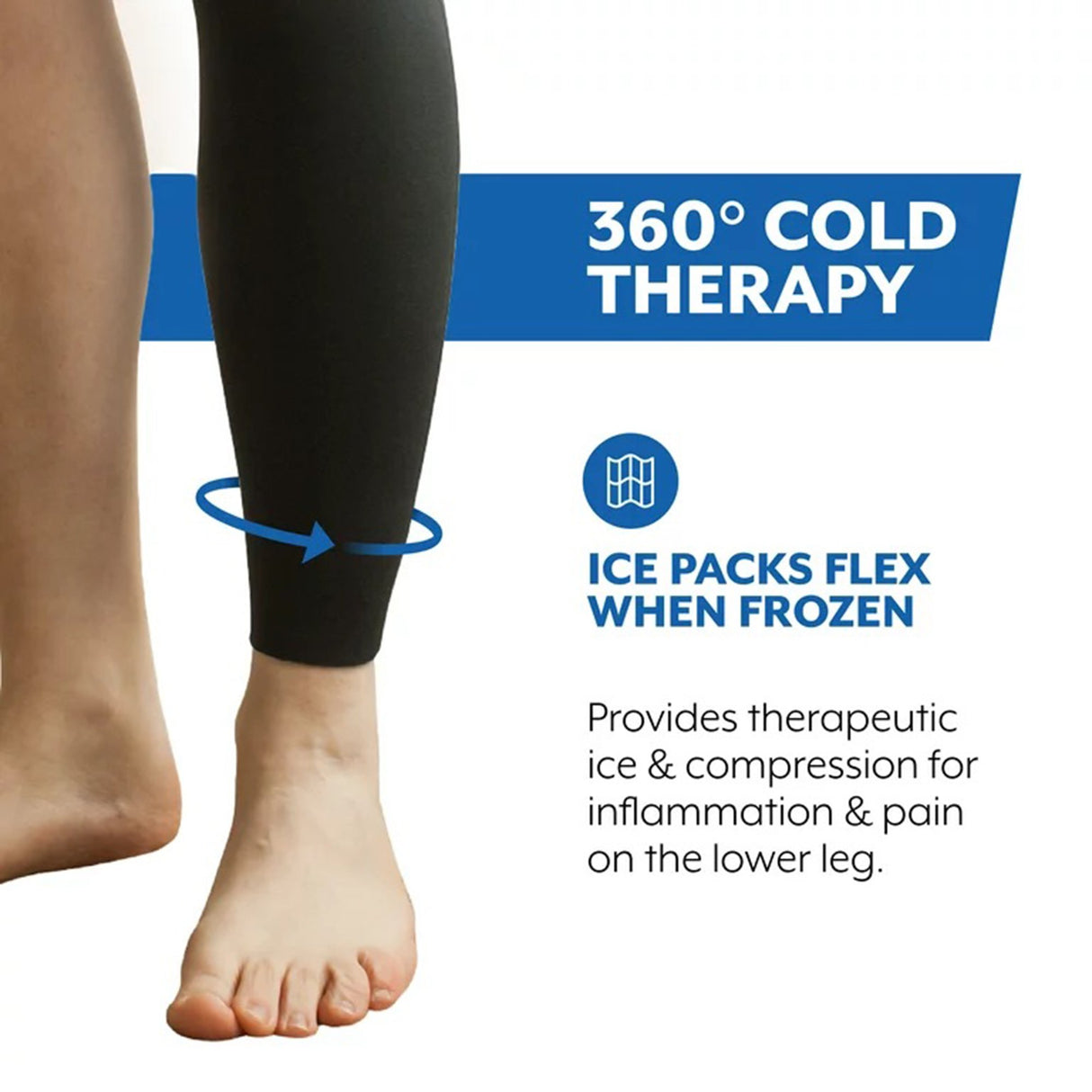Cold Pack with Wrap Polar Ice® Shin Small 12 to 14 Inch Circumference Neoprene / Water Reusable - BeHope