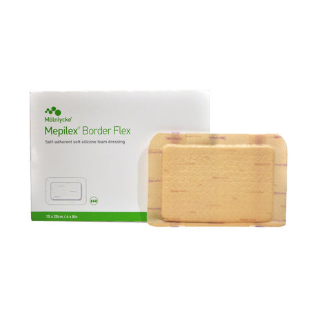 Foam Dressing Mepilex® Border Flex 6 X 8 Inch With Border Film Backing Silicone Adhesive Rectangle Sterile - BeHope
